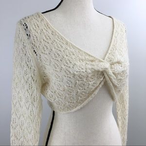 DKNY Knit Gold and Cream Shrug